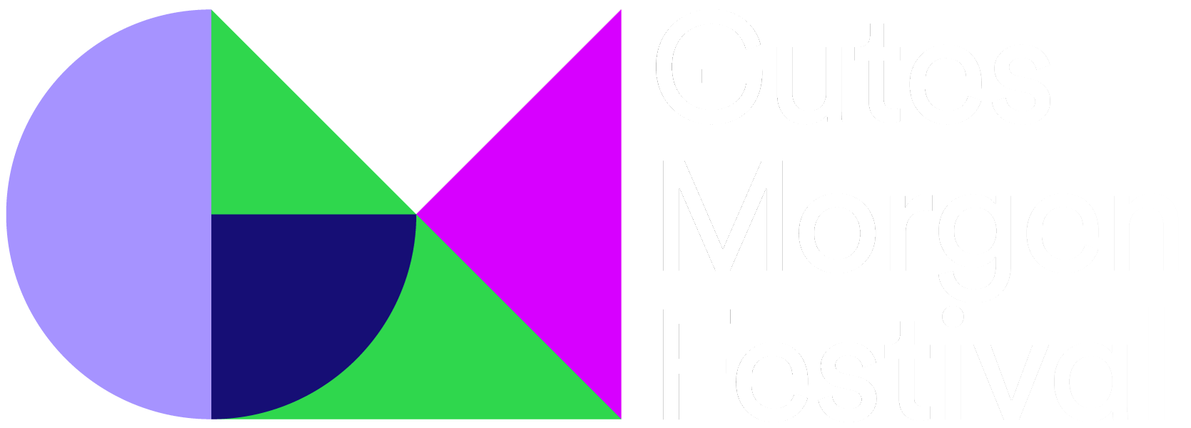 Geometrische Formen mit Text Gutes Morgen Festival auf hellem Hintergrund.