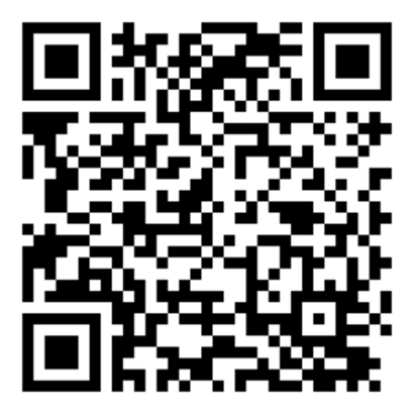 Ein schwarzer und weißer QR-Code auf weißem Hintergrund.